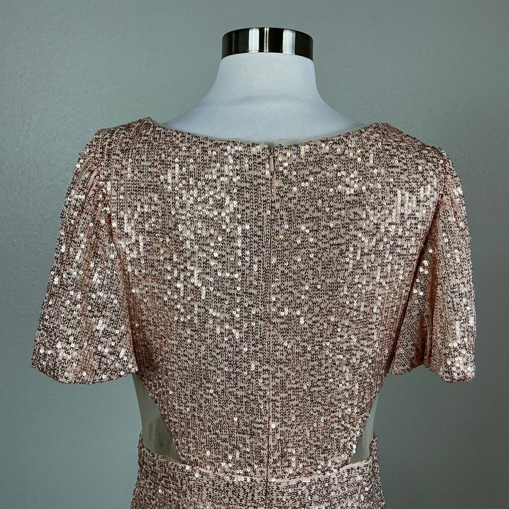 Mac Duggal 11273 Sequined Cut Out Flared Wide Leg Jumpsuit Size 6 Rose Gold - Picture 9 of 12